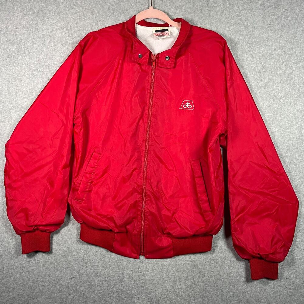 Vintage Hartwell Coaches Jacket Men's Sz M Red Button Windbreaker Embroidered